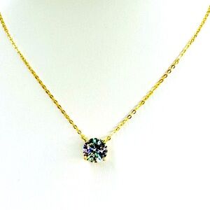 Elegant MOISSANITE 2ct Stone Necklace Set In 18K Gold